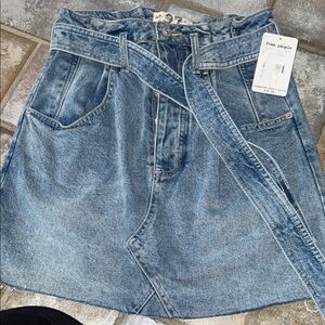 Free People Light Blue Denim Mini Skirt